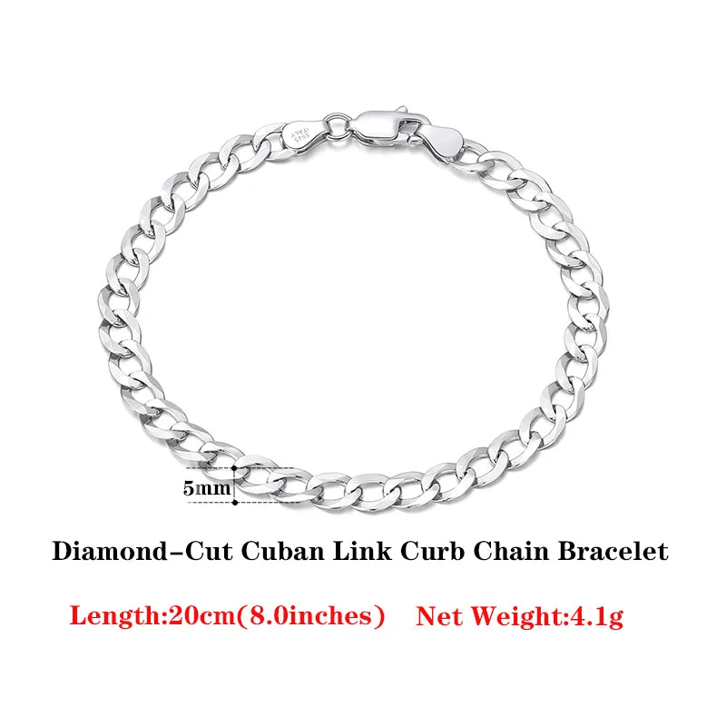 Cuban Link Curb Chain and Bracelets (18K GOLD PLATED 925 STERLING SILVER )