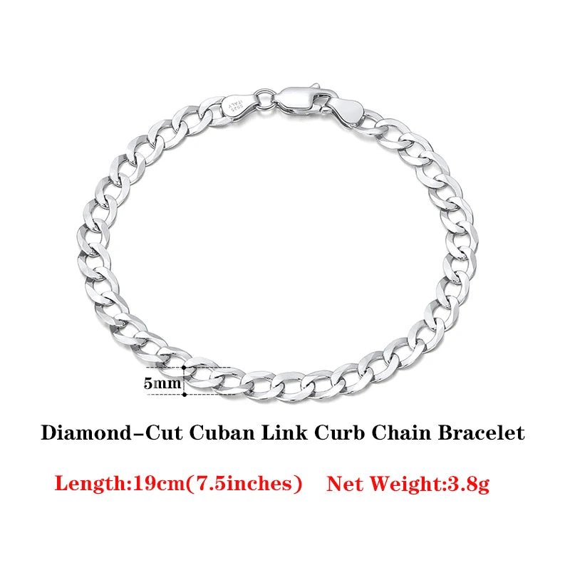 Cuban Link Curb Chain and Bracelets (18K GOLD PLATED 925 STERLING SILVER )