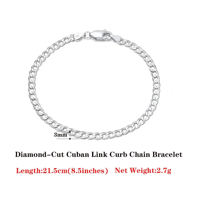 Cuban Link Curb Chain and Bracelets (18K GOLD PLATED 925 STERLING SILVER )