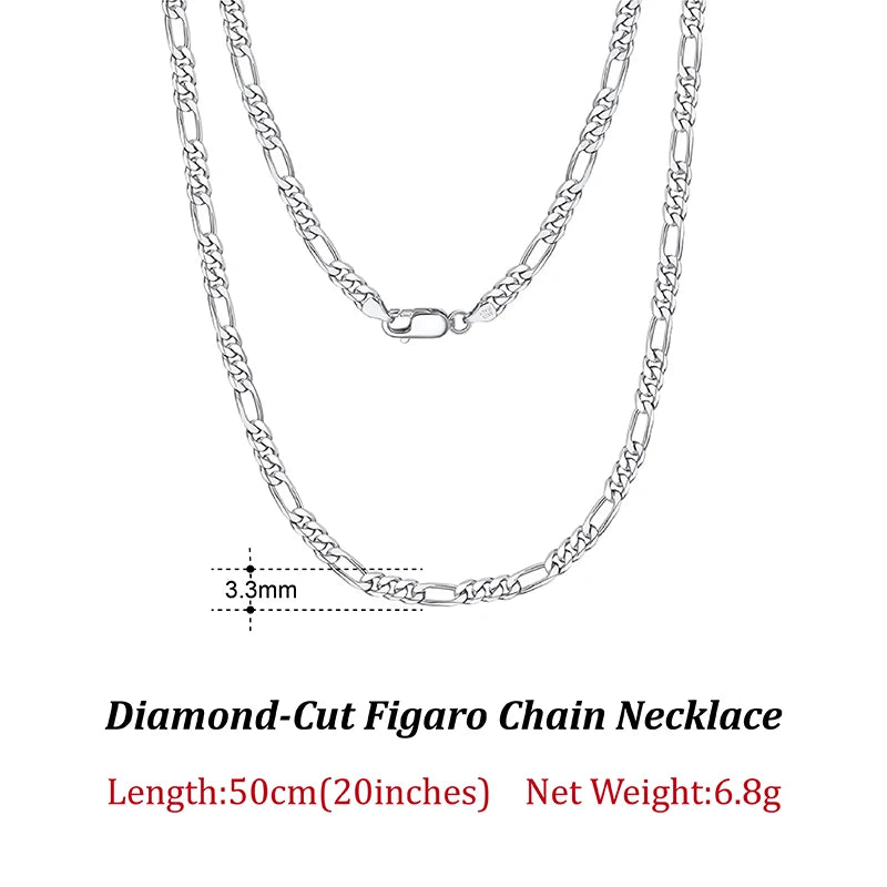 Diamond-Cut Figaro Chain (925 Sterling Silver)