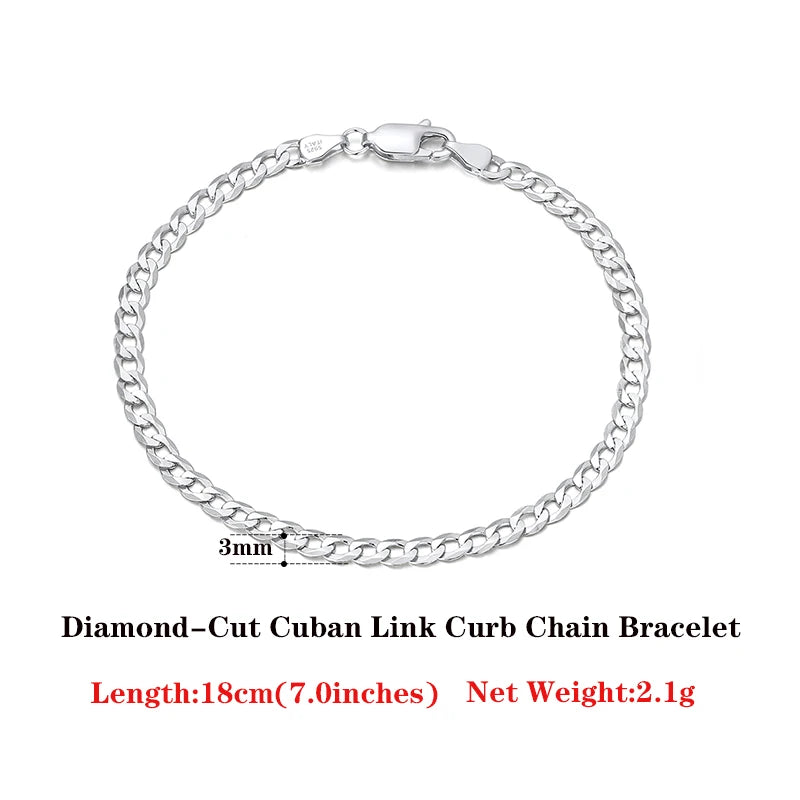 Cuban Link Curb Chain and Bracelets (18K GOLD PLATED 925 STERLING SILVER )