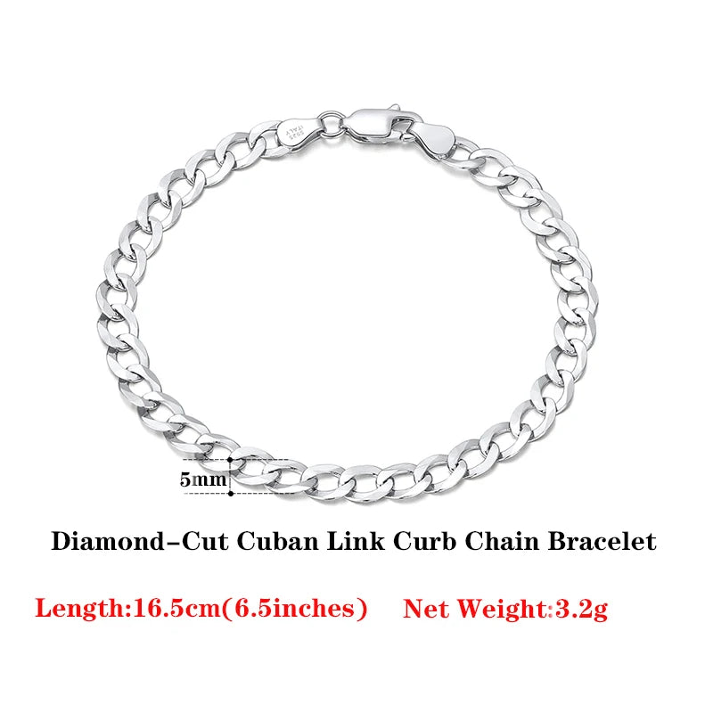 Cuban Link Curb Chain and Bracelets (18K GOLD PLATED 925 STERLING SILVER )