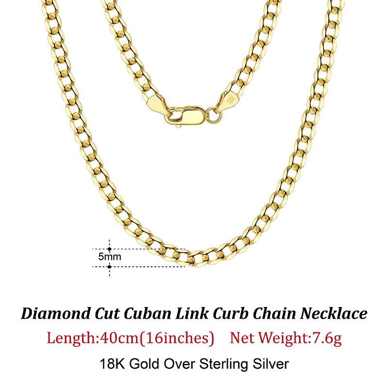 Cuban Link Curb Chain and Bracelets (18K GOLD PLATED 925 STERLING SILVER )