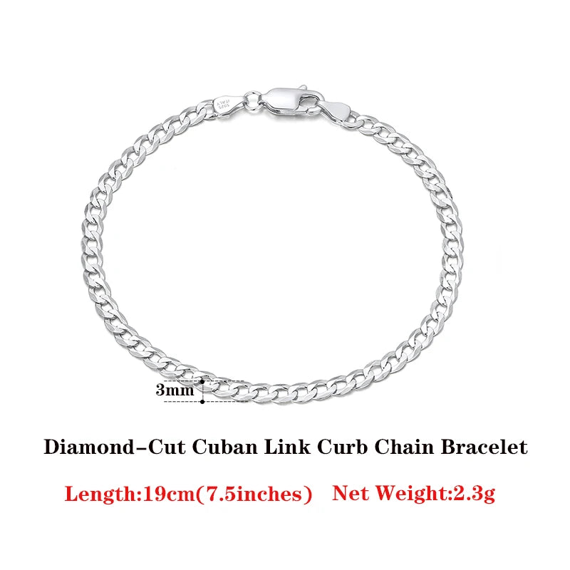 Cuban Link Curb Chain and Bracelets (18K GOLD PLATED 925 STERLING SILVER )