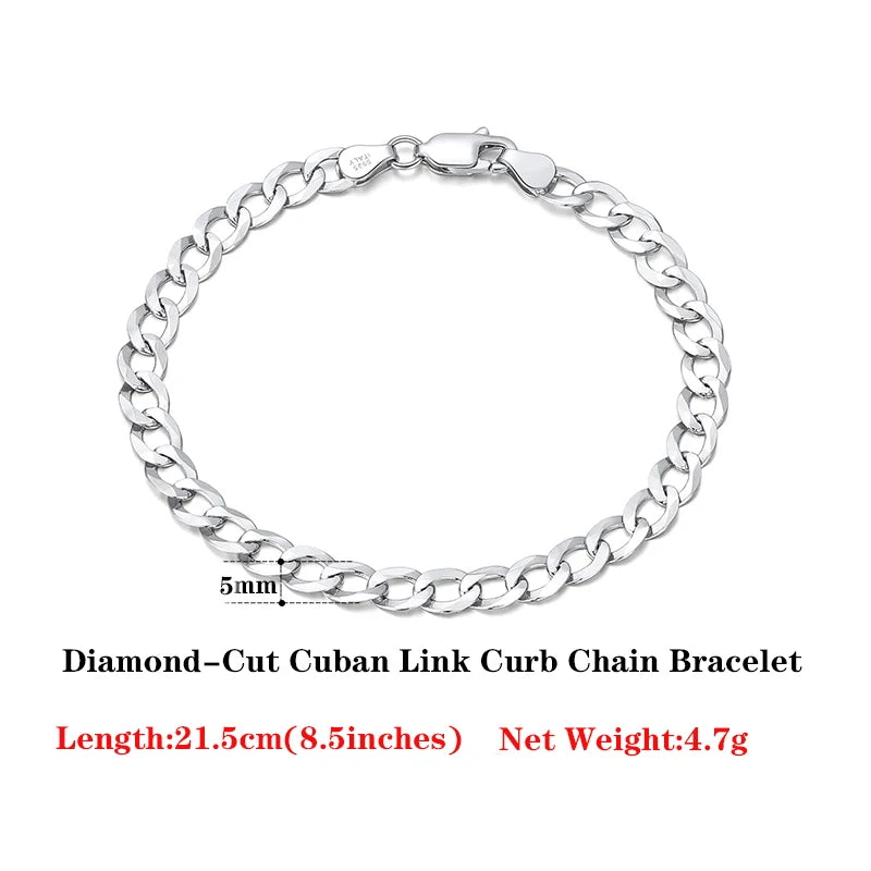 Cuban Link Curb Chain and Bracelets (18K GOLD PLATED 925 STERLING SILVER )