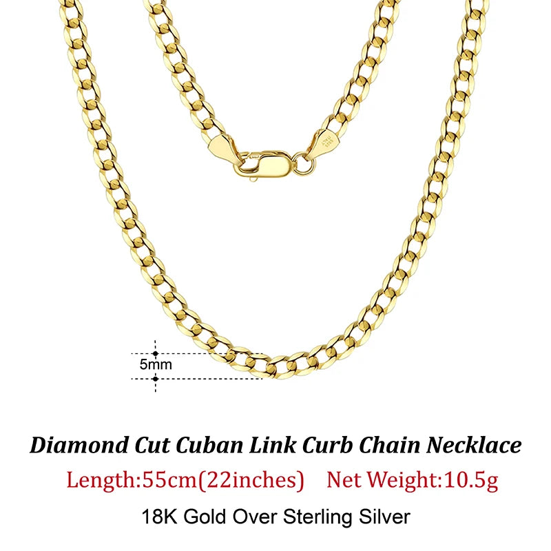 Cuban Link Curb Chain and Bracelets (18K GOLD PLATED 925 STERLING SILVER )