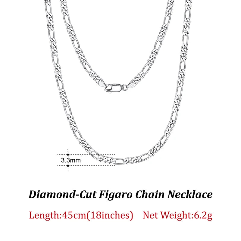 Diamond-Cut Figaro Chain (925 Sterling Silver)