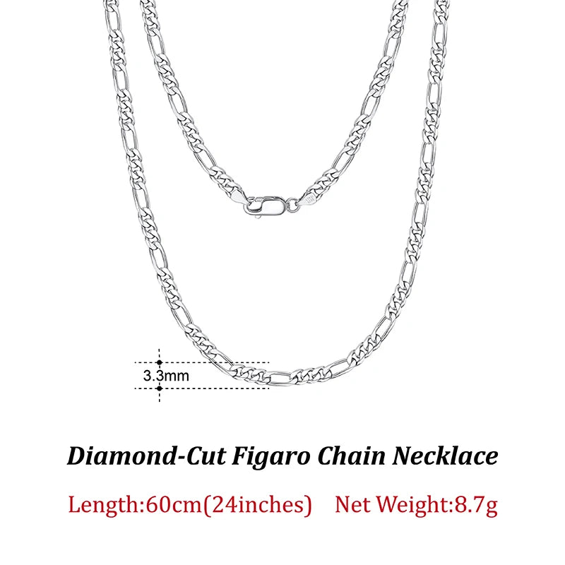 Diamond-Cut Figaro Chain (925 Sterling Silver)