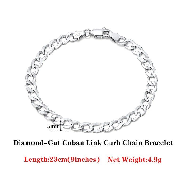 Cuban Link Curb Chain and Bracelets (18K GOLD PLATED 925 STERLING SILVER )